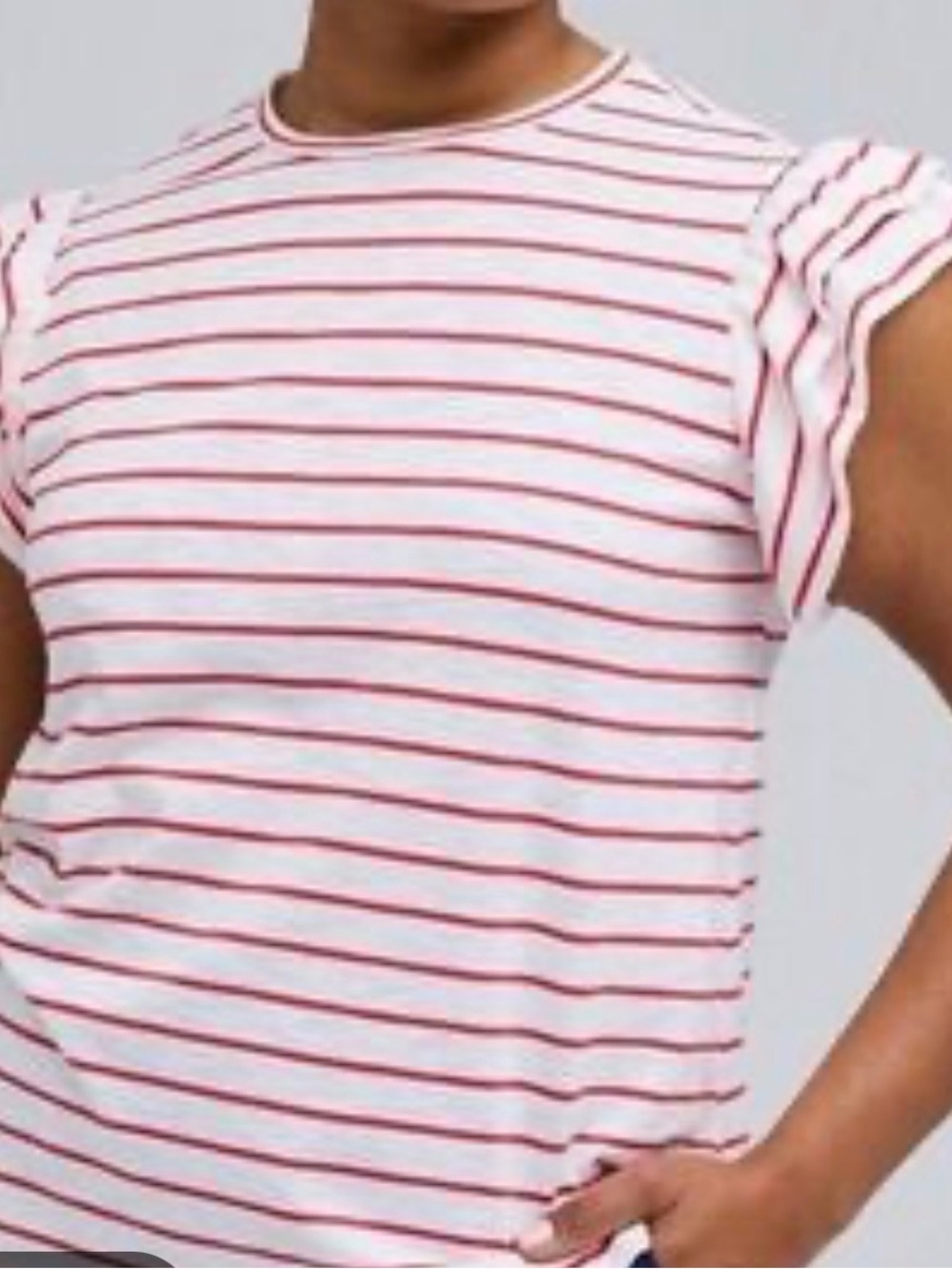 Nwot Torrid Bell Isle Striped Tee Ruffle Sleeve Size 3